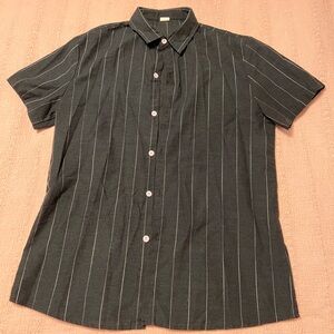 Dark Green Stripe Button Up